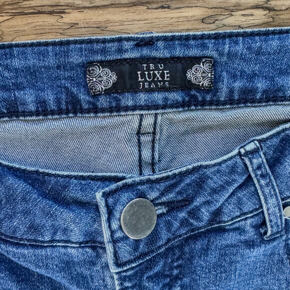 Tru Luxe Jeans, Plaid Patchwork Distressed Straight Leg Jeans, Women's 4/27 - Picture 7 of 11